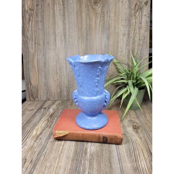 Vintage Rumrill Vase, Dutch Blue 528, Double Handle, Red Wing Pottery (Chip) - Picture 1 of 6